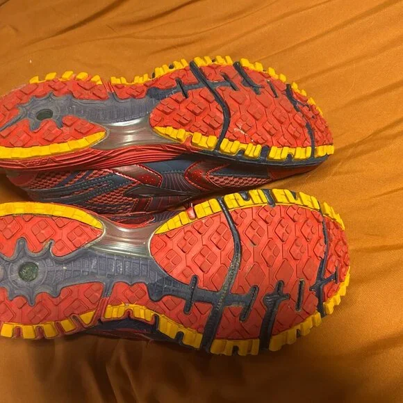 Brooks Red and Yellow Athletic Shoes with Cushioned Midsole - Picture 7 of 8